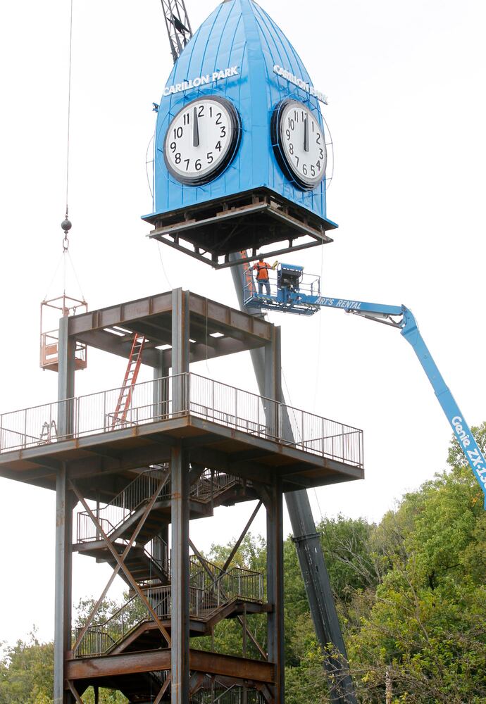 Iconic Dayton clock visible from I-75 again