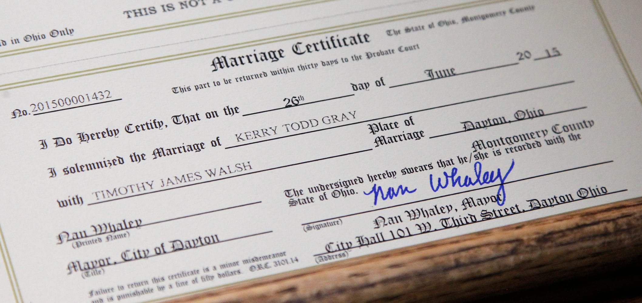 First Gay Marriages In Dayton