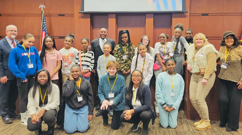 A free summer camp for kids will teach them about the law. Those pictured were part of a pilot project at the University of Dayton Law School. Dawn Bizzell, Co-Founder & Executive Director of The Legal Kids Foundation, is pictured in the front row, fourth from left.
Submitted.