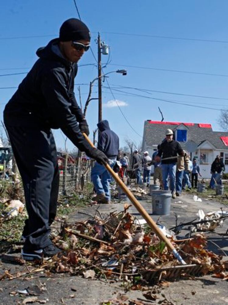 Tornado damage cleanup in Moscow, Ohio