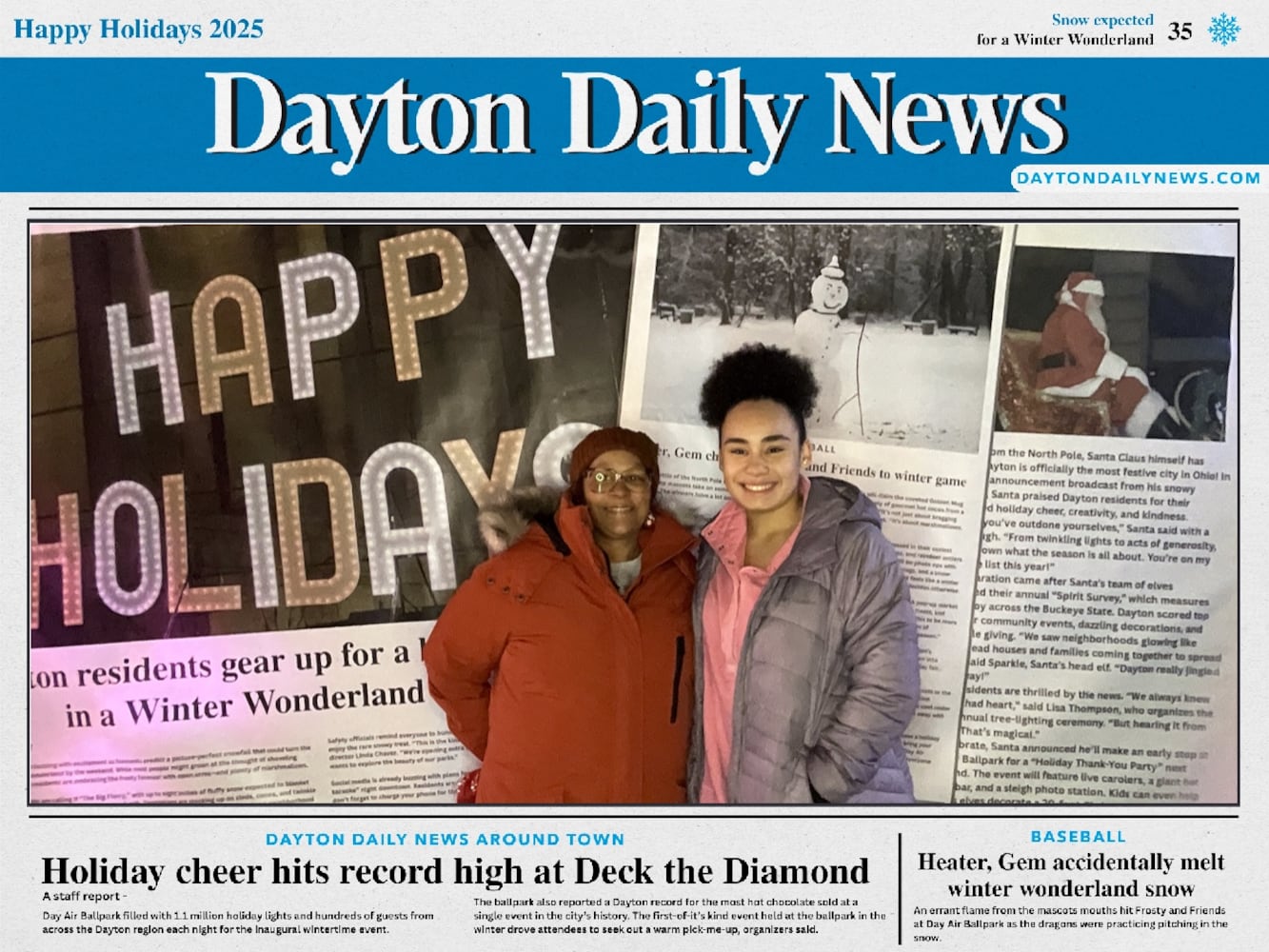 "Front Page News" photobooth at Deck the Diamond