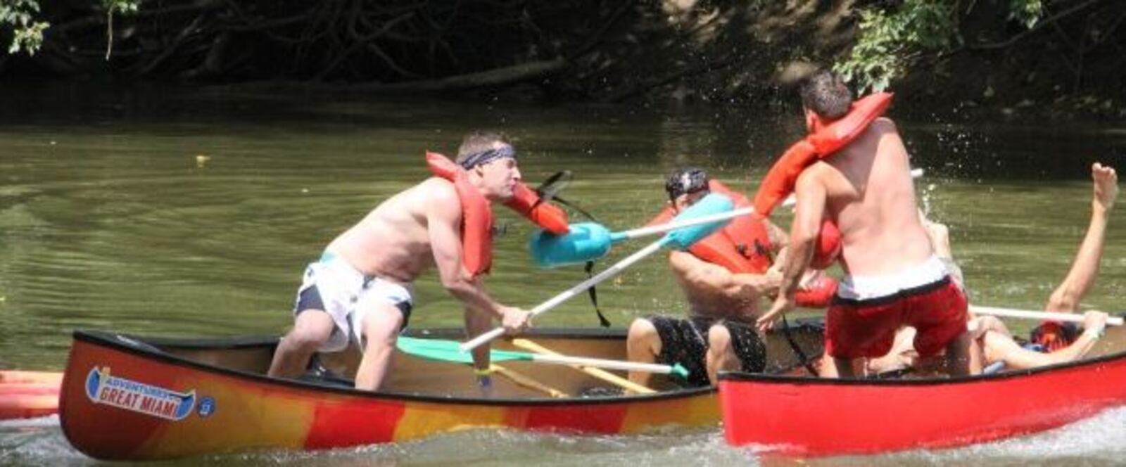 Take part in canoe jousting during the Third Annual Canoegrass Festival, Aug. 7-9 in Tipp City. (Source: Canoegrass.com)