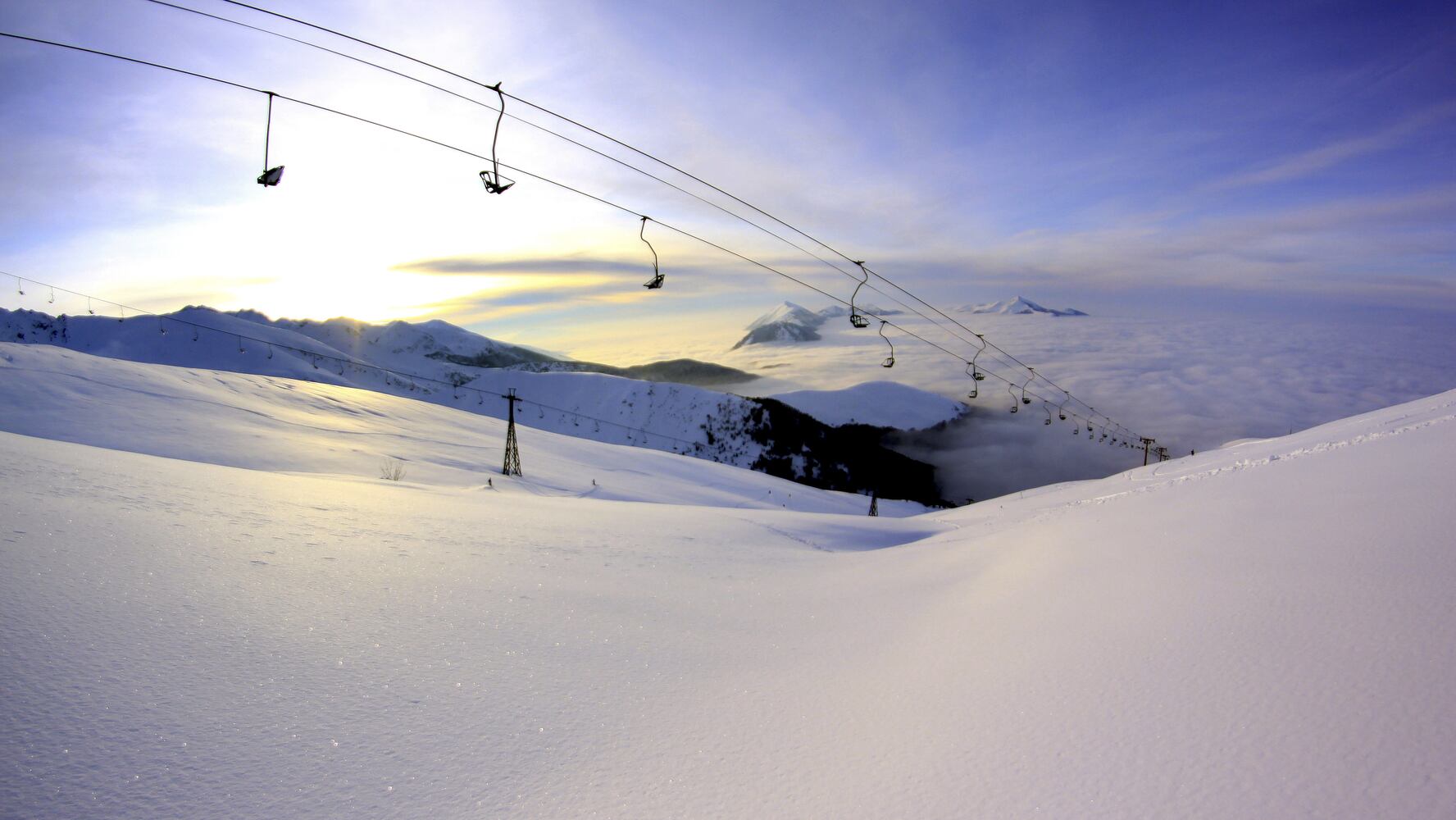 Skiing Kosovo, abandoned lifts and all