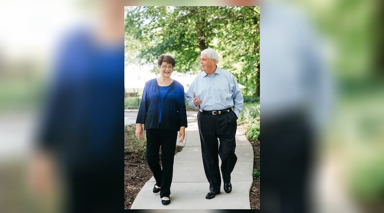 Mayor Peggy Lehner walking with former Mayor Don Patterson. (CONTRIBUTED)