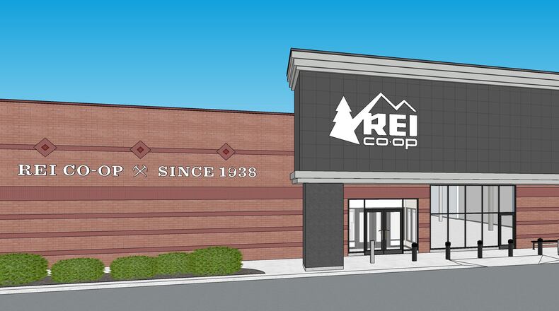 A rendering of the newest REI Co-op store in Beavercreek. The company will open its doors at 2500 North Fairfield Road on April 5. CONTRIBUTED