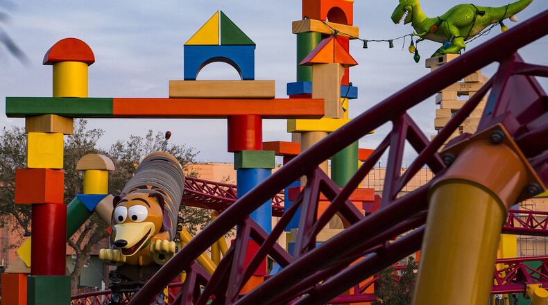 The 11-acre Toy Story Land will include a family-friendly roller coaster, Slinky Dog Dash (pictured under development) as well as the Alien Swirling Saucers, among other attractions. (Matt Stroshane/Walt Disney World/PRNewsfoto)