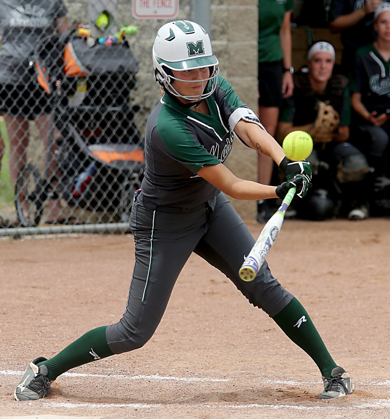 Mason’s Zoe Bishop connects for a first-inning RBI single in Sunday’s Division I regional final against Lebanon at Kings. CONTRIBUTED PHOTO BY E.L. HUBBARD