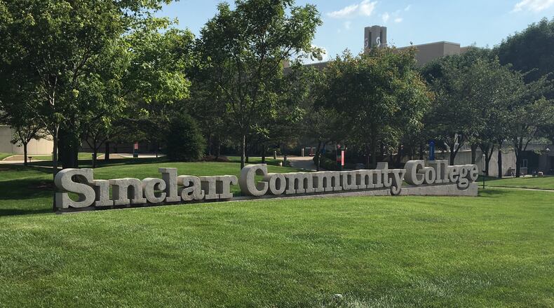 Sinclair Community College’s sign on the downtown Dayton campus.