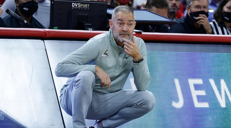 Wright State head coach Scott Nagy watches during the first half of an NCAA college basketball game against North Carolina State at PNC Arena in Raleigh, N.C., Tuesday, Dec. 21, 2021. (Ethan Hyman/The News & Observer via AP)