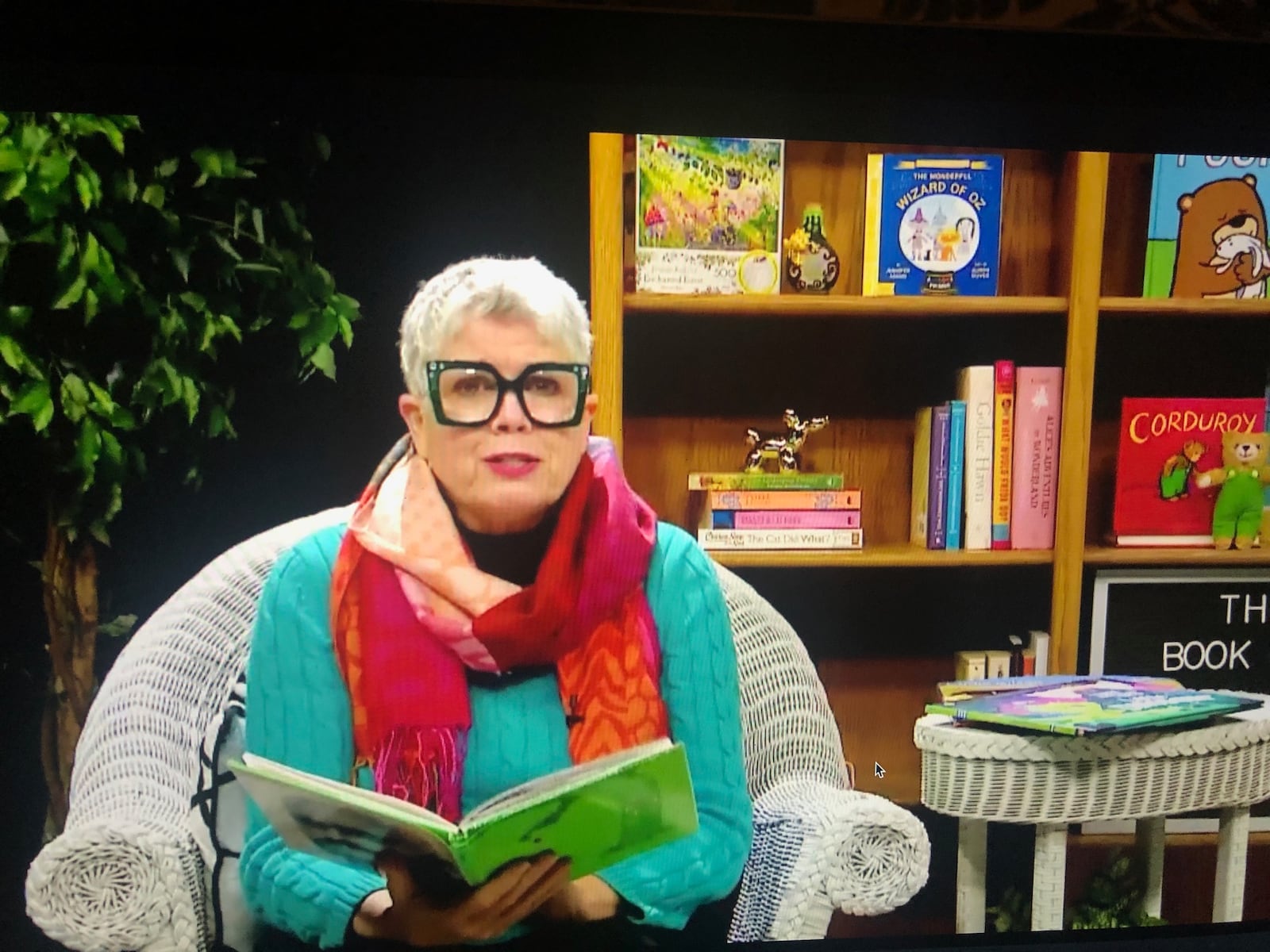 Pam McGinnis is "The Book Lady" on YouTube. She's known for her oversized glasses and funy earrings. CONTRIBUTED