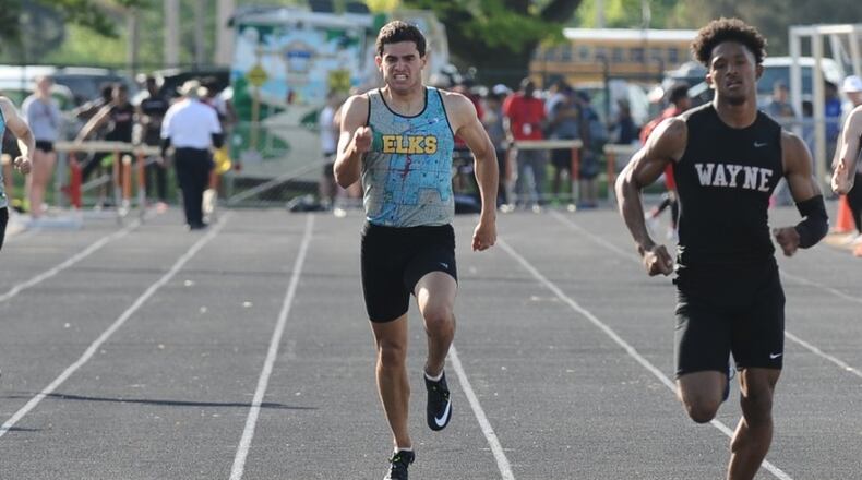 Centerville senior Yariel Soto won the National Division long jump and pole vault at the Greater Western Ohio Conference division meet Wednesday in Troy. He also finished second in the 400-meter dash and fourth in the discus. Greg Billing / Contributed
