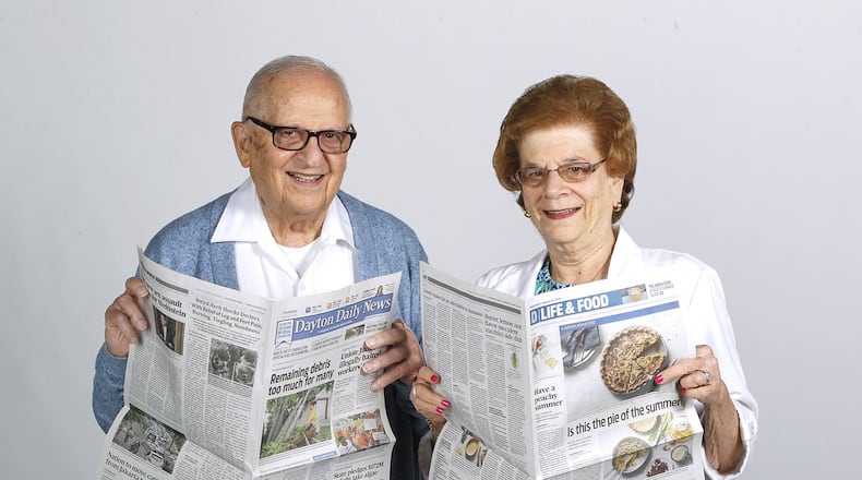 Stanley and Bonnie Blum of Kettering are longtime Dayton Daily News subscribers. LISA POWELL / STAFF