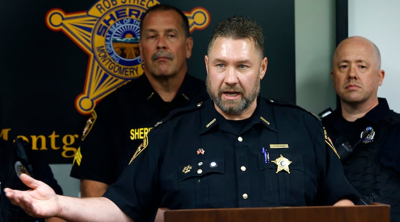 Montgomery County Sheriff’s Office Capt. Andy Flagg, talks during a press conference Thursday, Aug. 15, 2024 about the multiple OVI checkpoints planned for Montgomery County as part of a national campaign from Aug. 16 to Sept. 2. MARSHALL GORBY\STAFF