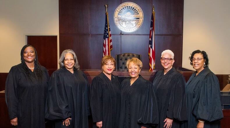 Judge Alice O. McCollum center with (left to right) judges Deirdre Logan, Denise Cross , Mia Spells, Frances McGee, and Adele Riley.