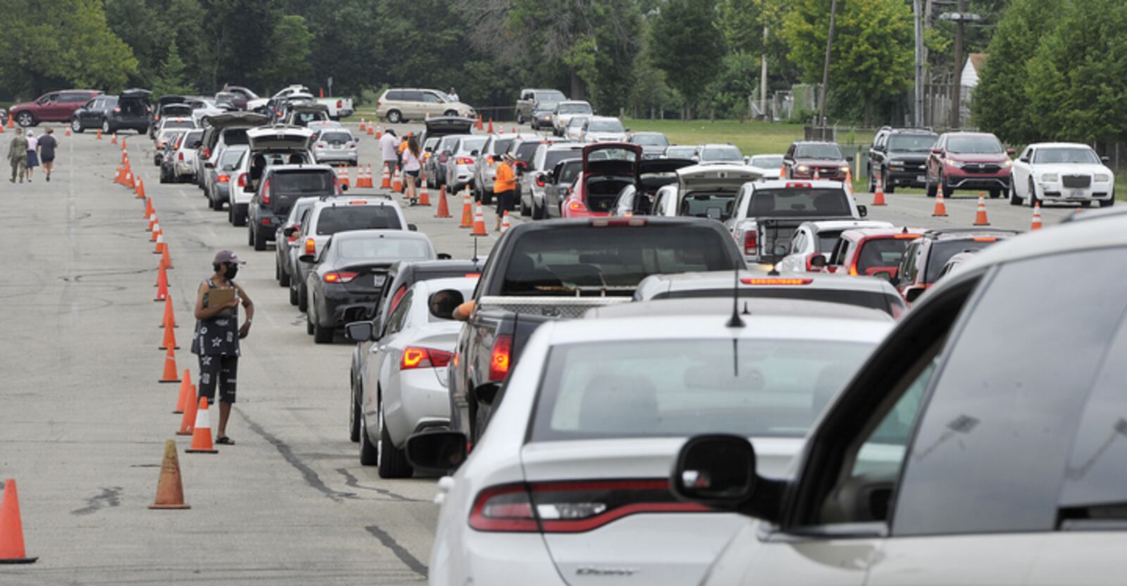 The Foodbank held it's mass food distribution Thursday, Aug. 27, 2020 at the University of Dayton Welcome Stadium.