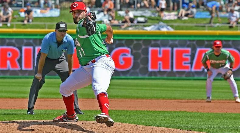 Tejay Antone, on a rehab assignment for the Reds, kept runs off the scoreboard in 1 2/3 innings to help the Dragons beat Peoria 3-2 in 11 innings Sunday at Day Air Ballpark. JEFF GILBERT/CONTRIBUTED