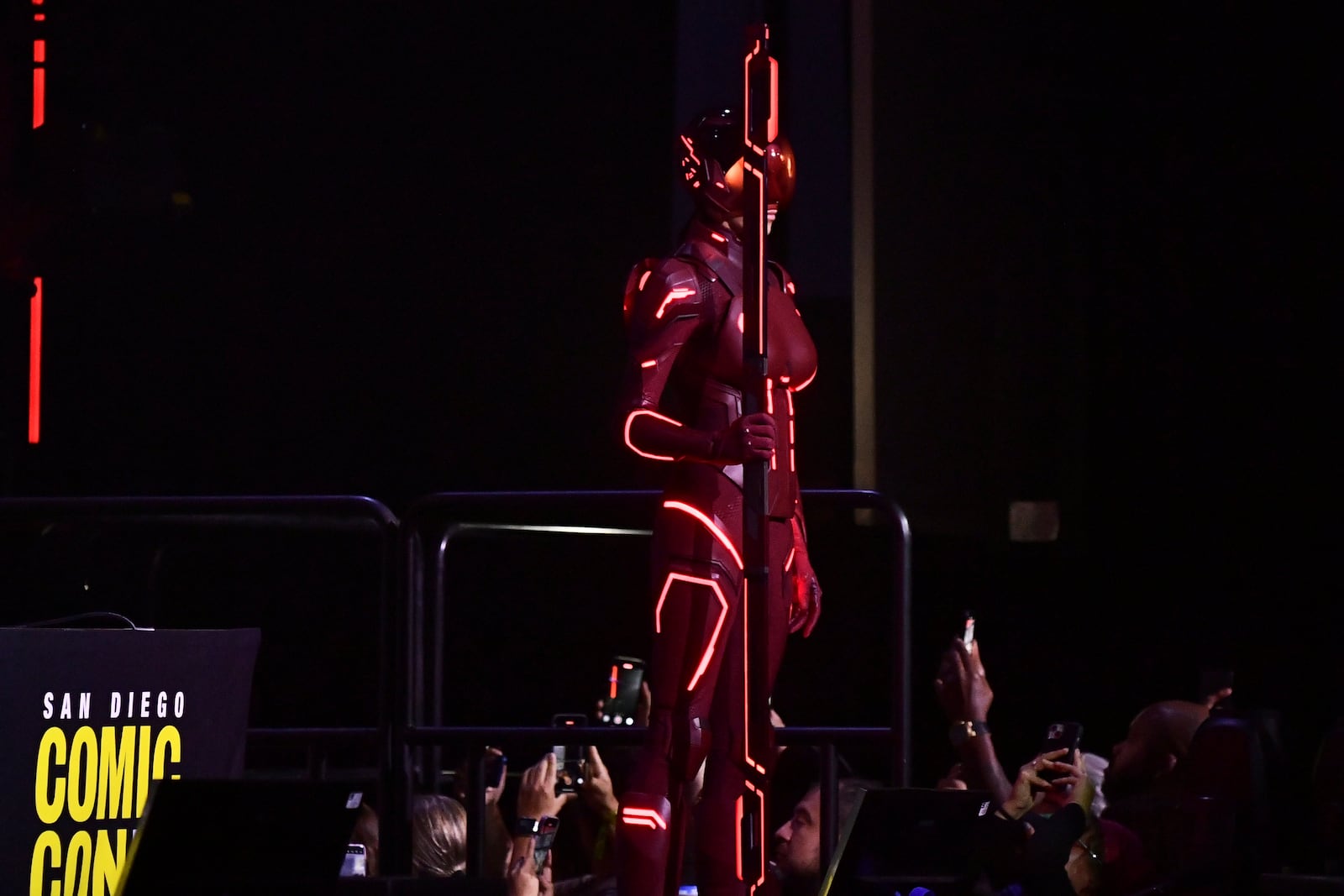 A person dressed in costume attends a panel for "Tron: Ares" during Comic-Con International on Friday, July 25, 2025, in San Diego. (Photo by Richard Shotwell/Invision/AP)