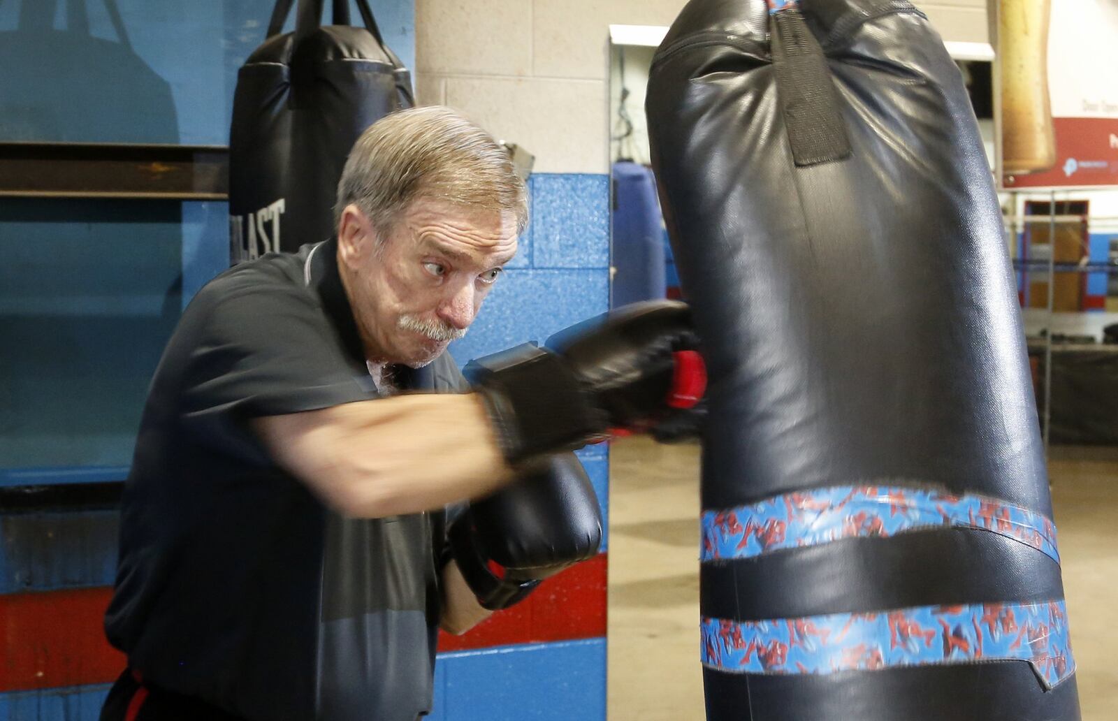 Pete Segi of Vandalia, along time area accountant, has trained at Drake’s Downtown Gym for a year in a class that benefits people with Parkinson’s disease. LISA POWELL / STAFF