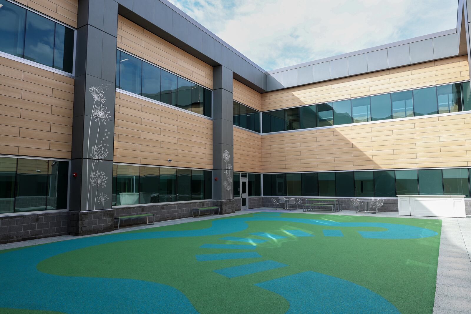 A courtyard in Dayton Children's Mathile Center for Mental Health and Wellness, which is set to open next month. BRYANT BILLING / STAFF