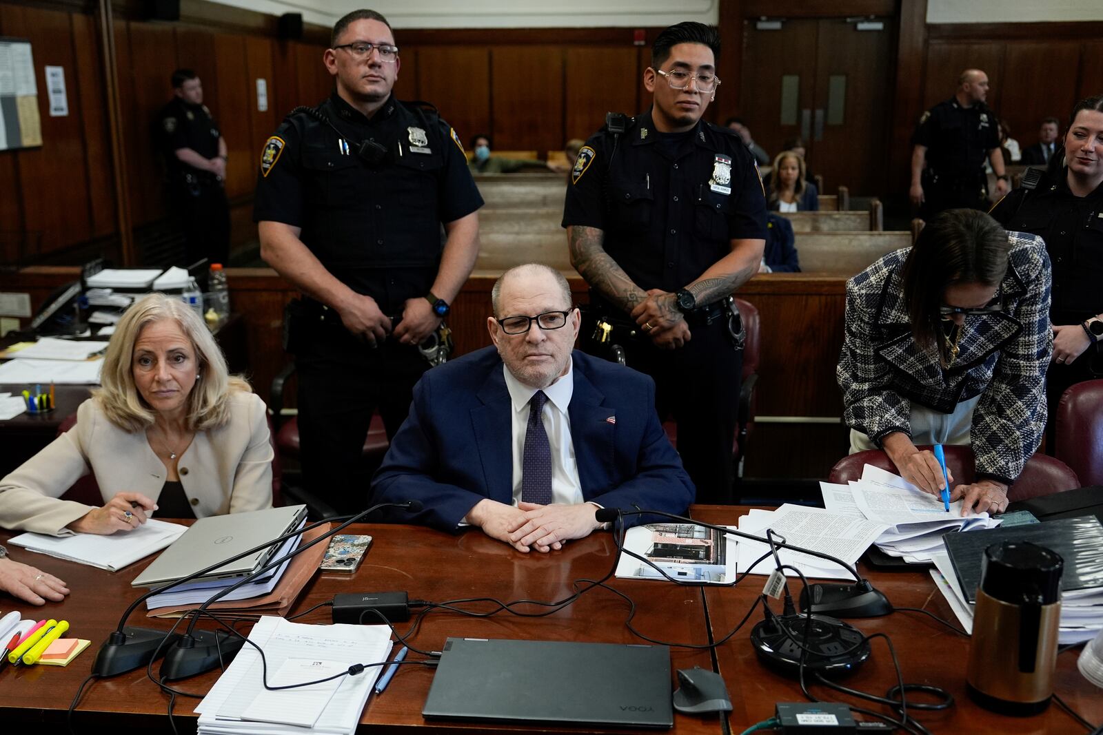 Harvey Weinstein appears for his retrial in Manhattan Criminal Court, Thursday, April 24, 2025, in New York. (AP Photo/Julia Demaree Nikhinson, Pool)