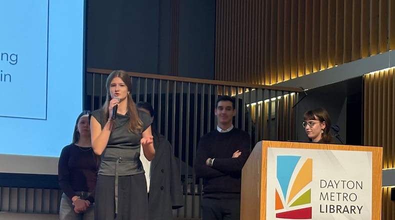 On Monday night, 18 students from Bosnia and Herzegovina buzzed with anticipation before making a community presentation in the Eichelberger Forum at the downtown branch of the Dayton Metro Library. Three Bosnian teachers who accompanied the students called the trip “a life-changing experience.” Students and teachers stayed with host local host families during the three-week trip sponsored by the U.S. Embassy in Sarajevo with support from the city of Dayton. CONTRIBUTED