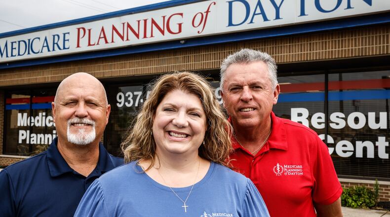 From left, Chris Curtis, Jody Curtis and Jim Spalding all with Medicare Planning of Dayton will help people navigate Medicare when it is time to sign up. They are located on Poe Ave. in Dayton. JIM NOELKER/STAFF