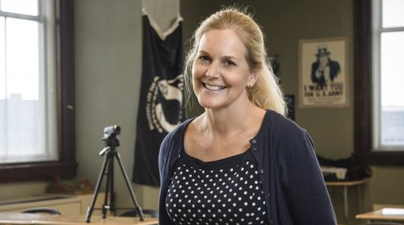 Bridget Federspiel works with both high school students and Wright State student veterans to interview U.S. veterans for the Library of Congress (Photos by Erin Pence). CONTRIBUTED.