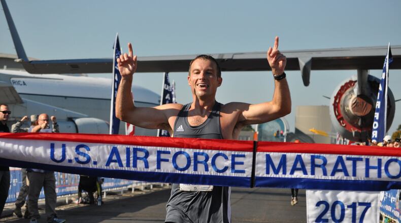Brian Kelly, a major in the Air Force based out of California, won the U.S. Air Force Marathon with a time of 2 hours and 40 minutes. NICK DUDUKOVICH / CONTRIBUTED