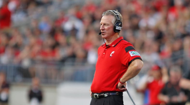 Cincinnati coach Tommy Tuberville watches the action during a game against Ohio State on Saturday, Sept. 27, 2014, at Ohio Stadium in Columbus. David Jablonski/Staff