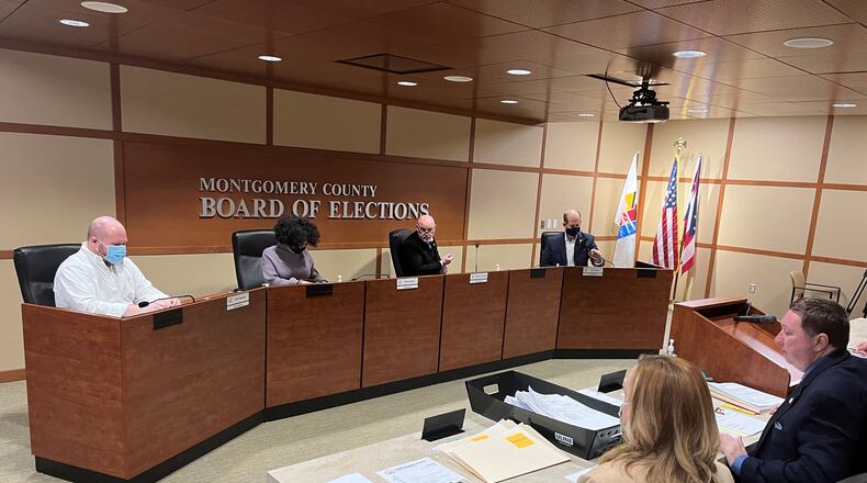 Montgomery County Board of Elections at its Monday meeting. CORNELIUS FROLIK / STAFF