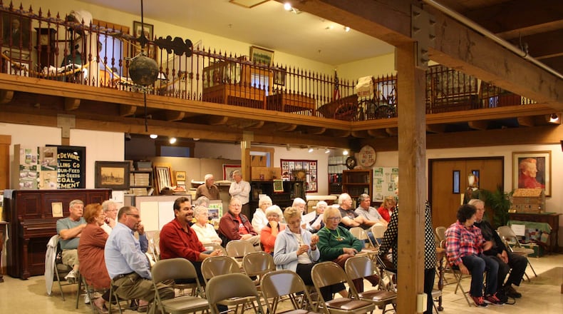 Current members of the Greene County Historical Society enjoy participate in their regular monthly meeting. The society meets every second Monday Carriage House, 74 W. Church St., Xenia.