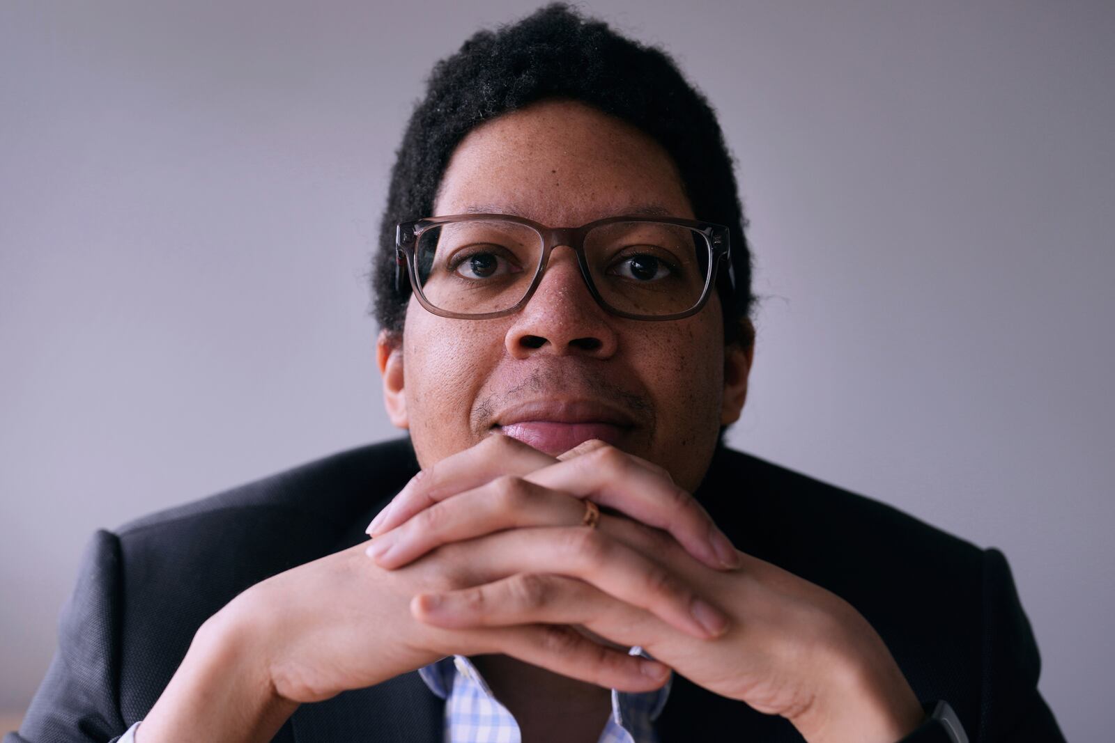 Ellis Monk, professor of Sociology at Harvard University and developer of the Monk Skin Tone Scale, poses at his office, Wednesday, Feb. 26, 2025, in Cambridge, Mass. (AP Photo/Charles Krupa)