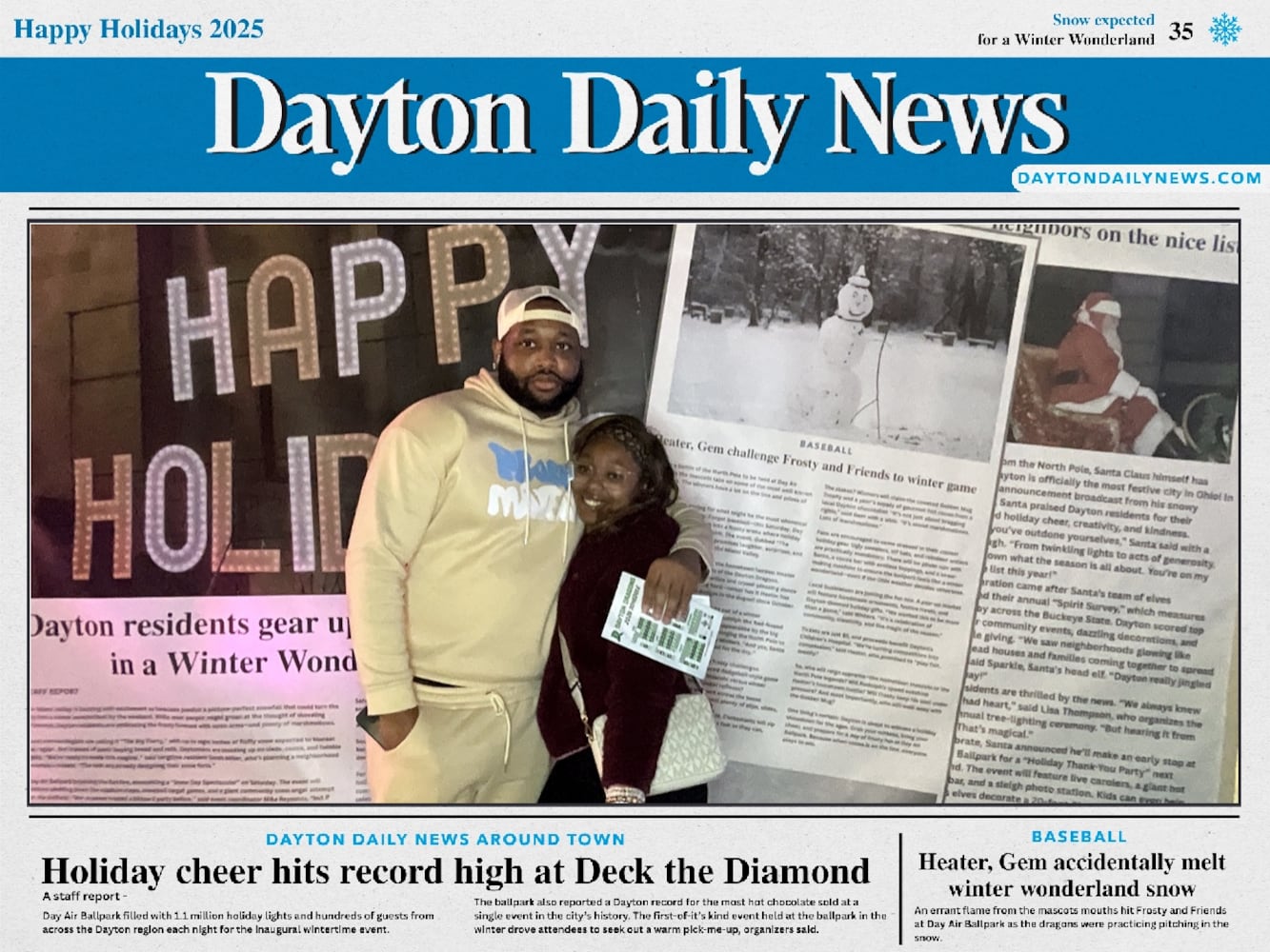 "Front Page News" photo booth photos from Deck the Diamond