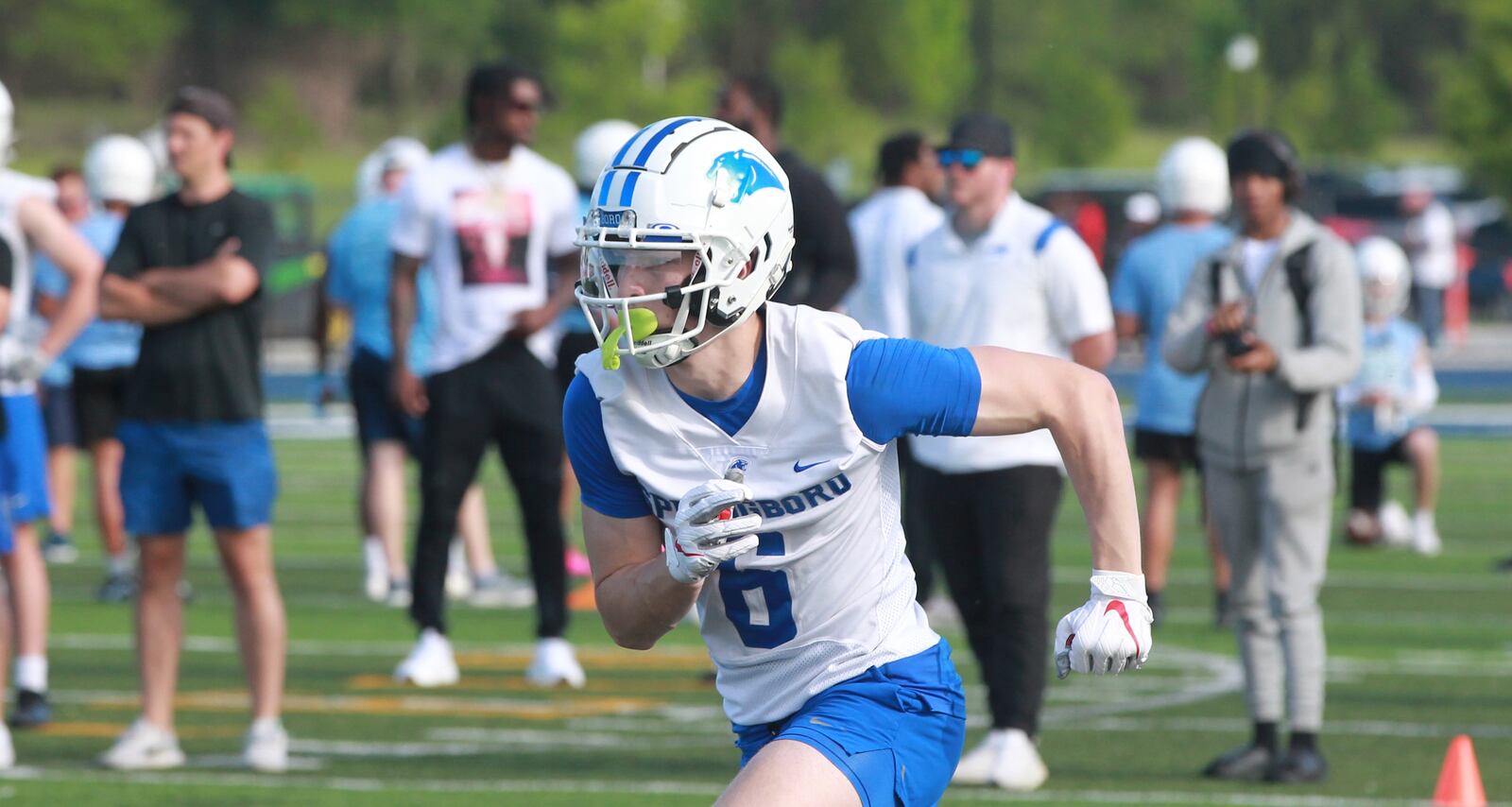 Springboro WR Jaxon Long at a high school football 7 on 7 Fairborn on May 19, 2025.