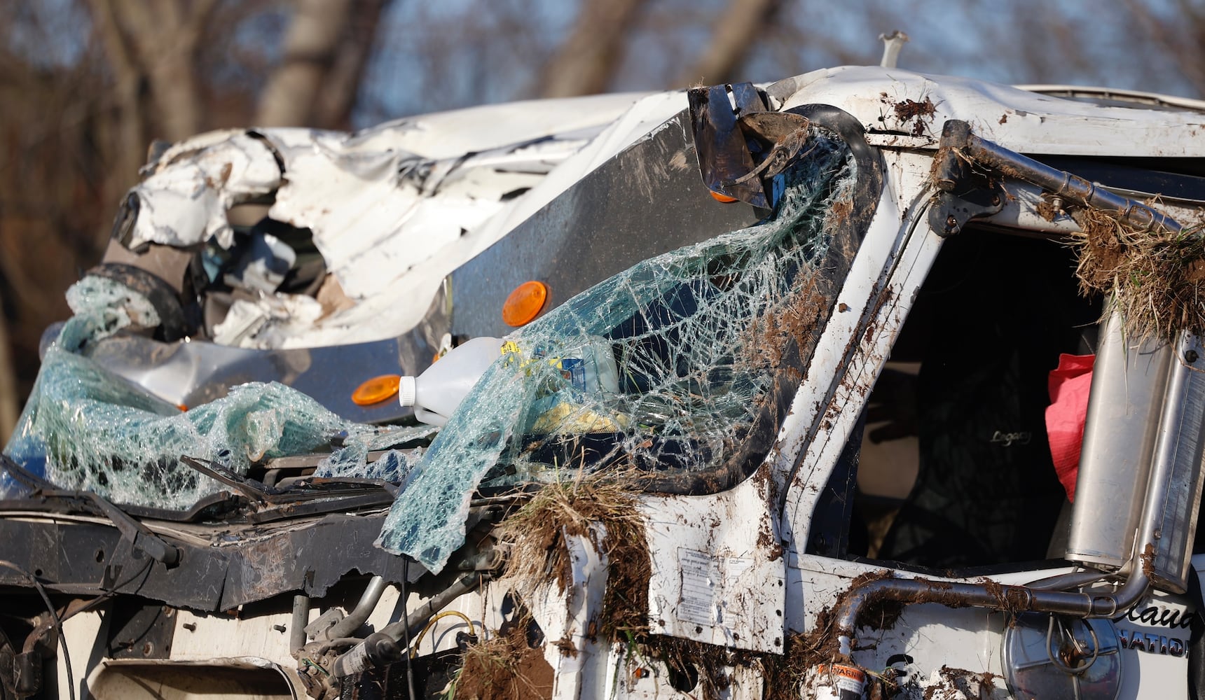 Semi-truck crash aftermath