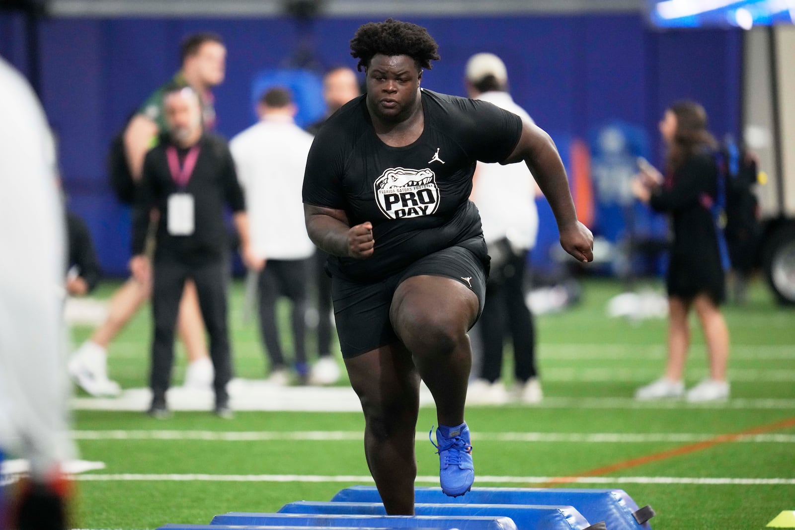 FILE - Florida defensive lineman Desmond Watson runs through a drill during the school's NFL football pro day, March 27, 2025, in Gainesville, Fla. (AP Photo/John Raoux, File)