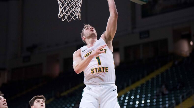 Wright State’s Bill Wampler during a game earlier this season. Wampler scored a team-high xx points Saturday night against 17th-ranked Mississippi State. Joseph Craven/CONTRIBUTED
