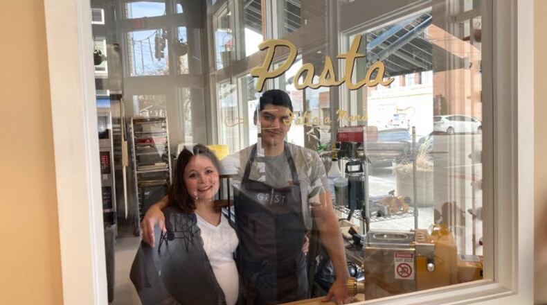 Centerville chefs Casey Van Voorhis and her husband Patrick show-off the inside of the new home of Grist, located downtown at 46 W. Fifth St.