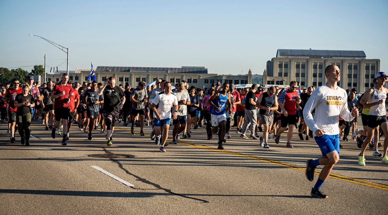 Runners participate in a memorial run Sept. 9 at Wright-Patterson Air Force Base, honoring those who lost their lives during the 9/11 terrorist attacks. Run for the Fallen consisted of a 2K walk and 5K running course. U.S. AIR FORCE PHOTO/HANNAH CARRANZA