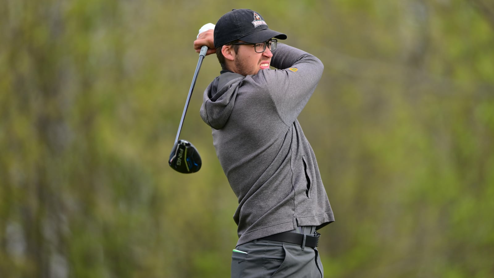 Wright State University sophomore golfer Timmy Hollenbeck competes at the Wright State Invitational on April 13, 2025 at Heatherwoode Golf Club in Springboro. JOE CRAVEN/CONTRIBUTED PHOTO