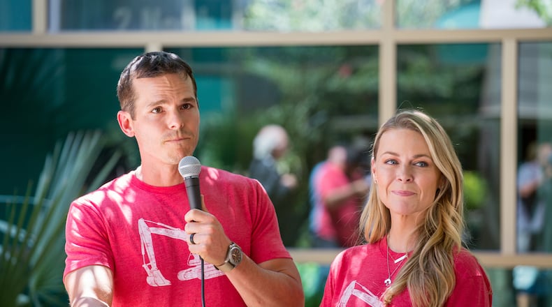 AUSTIN, TEXAS - JUNE 25: Granger Smith and Amber Smith visit Dell Children's Medical Center of Central Texas to present a donation in memory of their son, River Kelly Smith on June 25, 2019 in Austin, Texas. (Photo by Rick Kern/Getty Images)