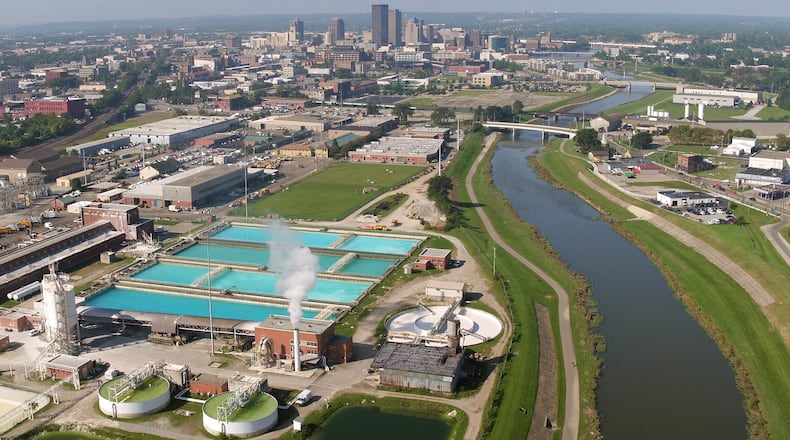 The Mad River flows past the City of Dayton’s Ottawa water treatment plant on the east side of Dayton. Tests indicated that polyfluoralkyl substances (PFAS) were present in the drinking water in 2018 even after some contaminated wells were shut down last year. TY GREENLEES / STAFF