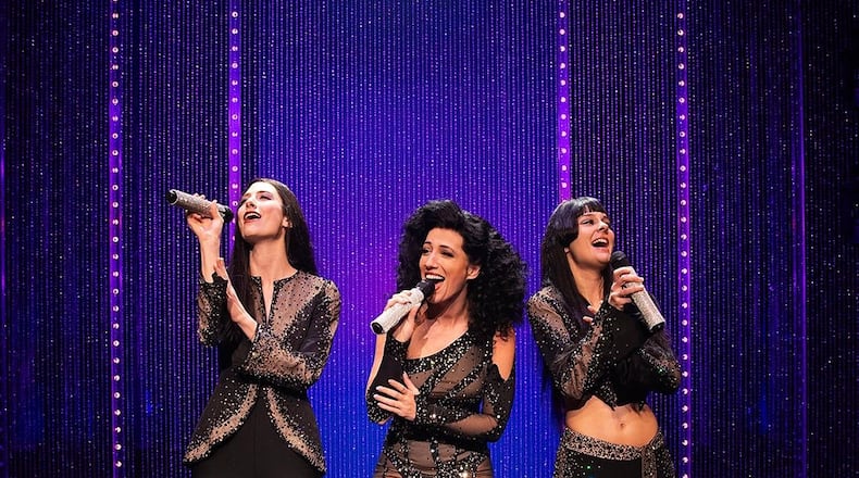 Left to right: Catherine Ariale as Lady, Morgan Scott as Star, and Ella Perez as Babe in "The Cher Show." Photo by Meredith Mashburn Photography.