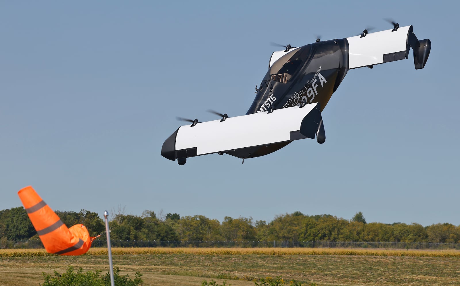 A crew from Sinclair operates a PIVOTAL Blackfly UAV as it takes off at Springfield Beckley Airport Monday, Sept. 9, 2024. BILL LACKEY/STAFF