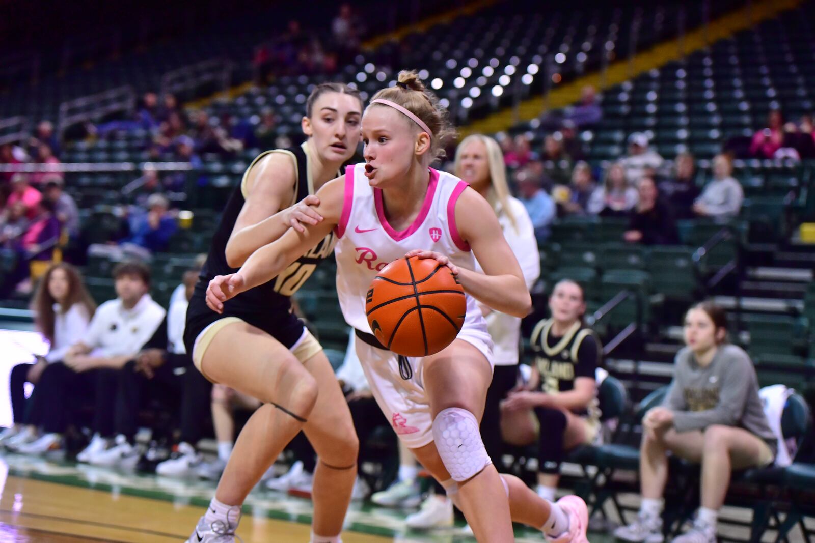 Wright State's Lauren Scott drives to the basket during Wednesday night's game vs. Oakland at the Nutter Center. Joe Craven/Wright State Athletics