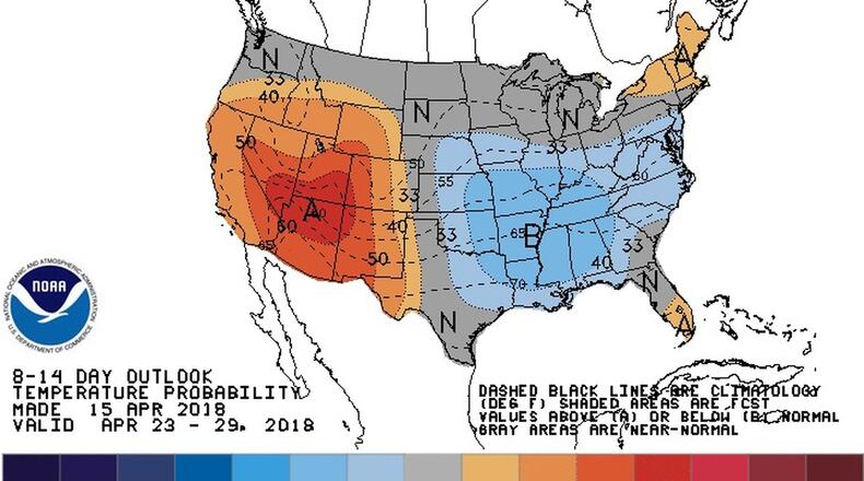 National Oceanic and Atmospheric Administration’s predicted temperatures. CONTRIBUTED.