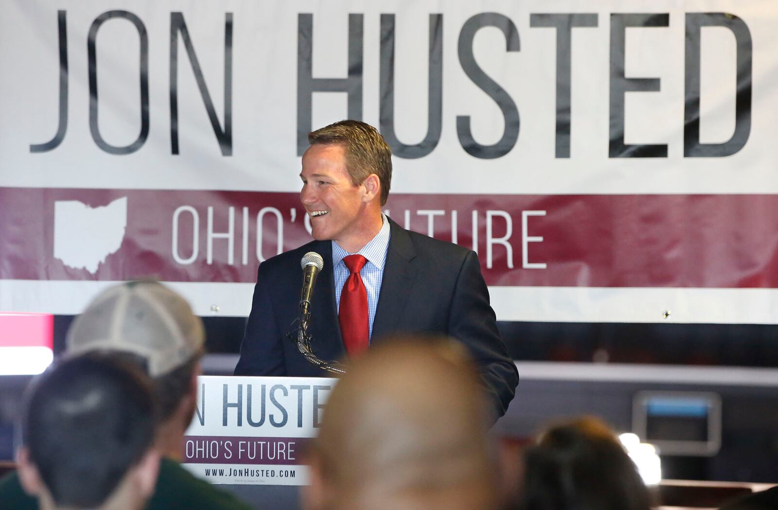 Ohio Secretary of State Jpn Husted announced his bid for the Governor's office on Monday, May 8 at the University of Dayton Arena.  TY GREENLEES / STAFF