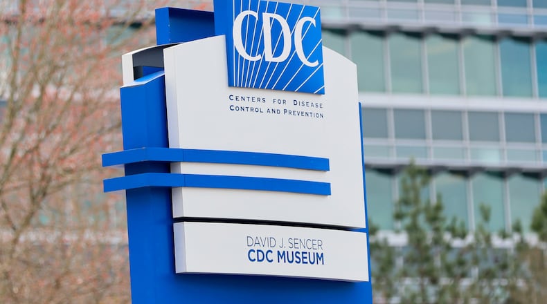FILE - A sign with the CDC logo is displayed at the entrance to the agency's headquarters in Atlanta on March 2, 2025. (Miguel Martinez/Atlanta Journal-Constitution via AP, File)