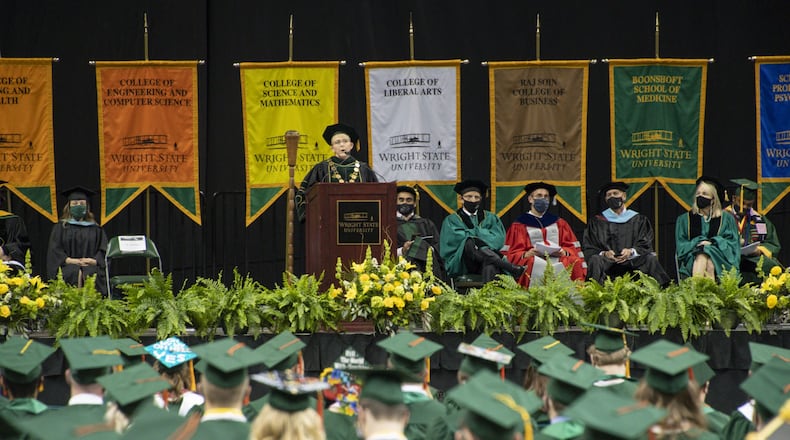 Wright State University honored nearly 1,900 graduating students over the course of four spring commencement ceremonies on April 30 and May 1 in the Wright State Nutter Center. FILE