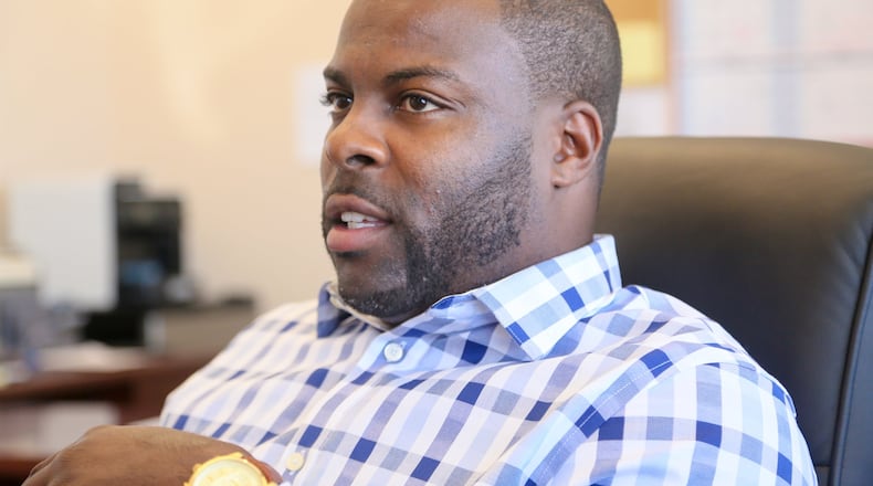 Kelven Moss talks about the future of Marshall High School in Middletown on July 25, 2017. GREG LYNCH/STAFF